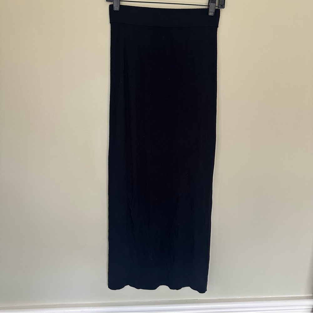 Talula Aritzia Black Stretch Jersey Foldover High Waist Maxi Skirt Size S